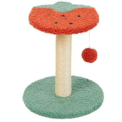 Katzenkratzbaum Kleine Exquisite Holz-Kratzbaum-Sisal-Kratzer mit Frühlingsball Interaktives Spielzeug Katzen Kratzbaum Klein mit Katzenspielzeug,Rote Erdbeere,25 * 28 cm von SimidunEUR