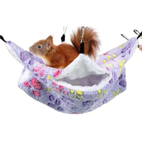 Plüschbett Kleintiere Hängematte Doppelschicht Haustier Hängebett Weiche Warme Nagetier Hängematte Hängende Kleintierbetten für Meerschweinchen Hamster Frettchen Papagei Käfig Zubehör,Lila 3,30*30 CM von SimidunEUR