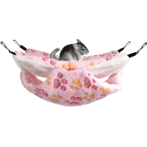 Plüschbett Kleintiere Hängematte Doppelschicht Haustier Hängebett Weiche Warme Nagetier Hängematte Hängende Kleintierbetten für Meerschweinchen Hamster Frettchen Papagei Käfig Zubehör,Pink 3,34*34 CM von SimidunEUR