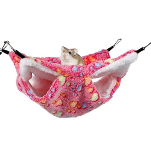 Plüschbett Kleintiere Hängematte Doppelschicht Haustier Hängebett Weiche Warme Nagetier Hängematte Hängende Kleintierbetten für Meerschweinchen Hamster Frettchen Papagei Käfig Zubehör,Pink 4,34*34 CM von SimidunEUR