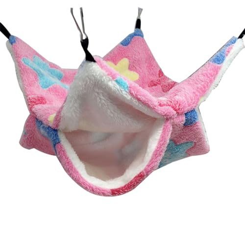 Plüschbett Kleintiere Hängematte Doppelschicht Haustier Hängebett Weiche Warme Nagetier Hängematte Hängende Kleintierbetten für Meerschweinchen Hamster Frettchen Papagei Käfig Zubehör,Pink 2,34*34 CM von SimidunEUR