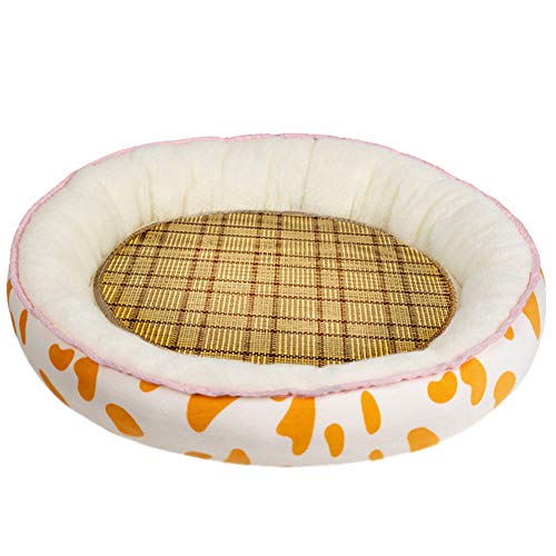 SimidunEUR Hundebett Waschbar Runde Hundekorb für kleine Hunde Katzen Weiche Plüsch Hundekissen，Milchgelb 2,2XL (90 * 750CM) von SimidunEUR