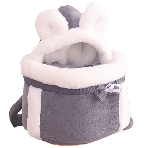 SimidunEUR Katze Rucksack, Haustier Tragbar Reisetasche Verstellbar, Fleece-Innenseite, sehr warm und bequem im Winter,Hellgrau,26 * 20 * 25 cm von SimidunEUR