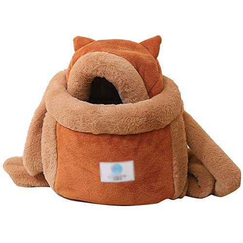 SimidunEUR Katze Rucksack, Haustier Tragbar Reisetasche Verstellbar, Fleece-Innenseite, sehr warm und bequem im Winter,Kaffee,26 * 20 * 25 cm von SimidunEUR