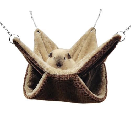 SimidunEUR Plüschbett Rattenhängematte, doppellagig, Fleece, Meerschweinchen-Hängematte, Haus, warm, weich, Rattenhängematten für Käfig,Kaffee,20 * 20 cm von SimidunEUR