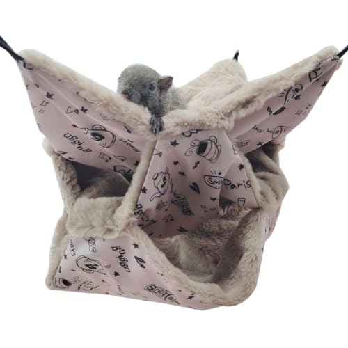 SimidunEUR Stockbett Zuckergleiter Hängematte, Meerschweinchen Käfig Zubehör Bettwäsche Warme Kleintierkäfig-Hängematte für Chinchilla, Hamaster, Eichhörnchen,Rosa,30 * 30 cm von SimidunEUR