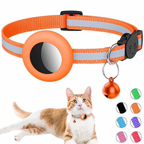 Airtag Katzenhalsband, Integriertes Katzenhalsband Airtag mit AirTag Halter und Glocke,Reflektierendes Katzenhalsband mit abbrechbarer Sicherheitsschnalle für Kätzchen Welpen von Simket