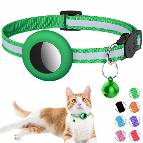 Airtag Katzenhalsband, Integriertes Katzenhalsband Airtag mit AirTag Halter und Glocke,Reflektierendes Katzenhalsband mit abbrechbarer Sicherheitsschnalle für Kätzchen Welpen von Simket