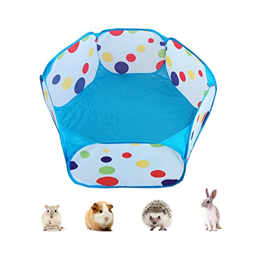 Simpcozy Laufstall für Hamster, faltbar, für Kleintiere mit Regenbogen-Punkten, tragbar, für drinnen oder draußen, Übungszaun für Hamster, Meerschweinchen, Kaninchen, Chinchillas und Igel (blau) von Simpcozy