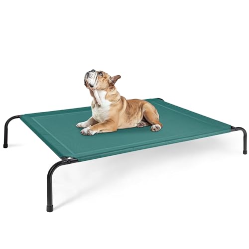 Simple Deluxe Kühlendes erhöhtes Hundebett, erhöhtes tragbares Hundebett, rutschfeste Füße, langlebig, tragbar, für drinnen und draußen, Haustier-Hängematte, 124 x 80 x 20 cm, Grün von Simple Deluxe