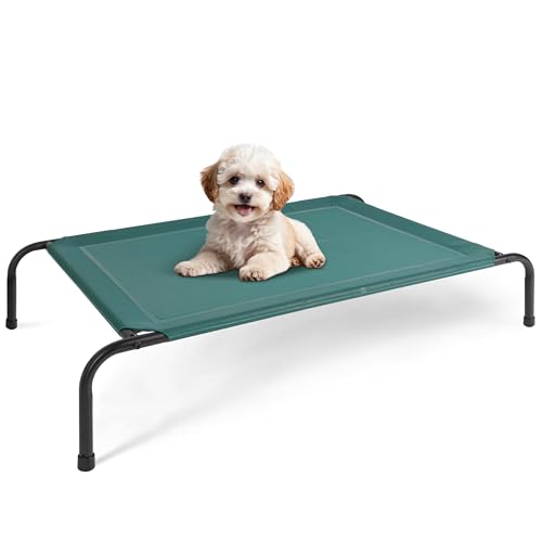 Simple Deluxe Kühlendes erhöhtes Hundebett, erhöhtes tragbares Hundebett, rutschfeste Füße, langlebig, tragbar, für drinnen und draußen, Haustier-Hängemattenbett, 106 x 64 x 20 cm, Grün von Simple Deluxe