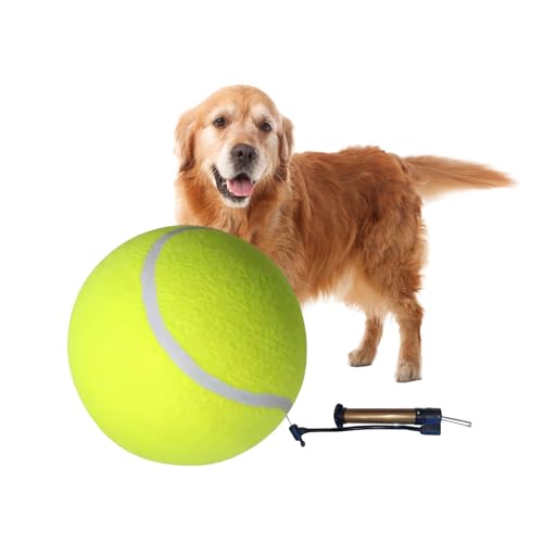 Simple Spree Goods Riesiger 24,1 cm Tennisball für Hunde mit Pumpe, langlebiger Outdoor-Spielball für kleine bis große Haustiere von Simple Spree Goods