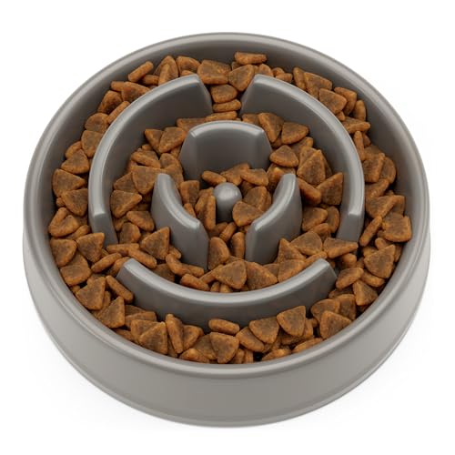 𝗦𝗶𝗺𝗽𝗹𝘆𝗡𝗮𝘁𝘂𝗿𝗮𝗹 Anti Schling Napf Hund, Slow Feeder für Hunde, Antischlingnapf Hunde, Schlingnapf Hunde, Interaktiver Pet Fressnapf, Langsame Fütterung Hundenapf für mittelgroße/große, Grau von SimplyNatural NATURAL PET FOOD