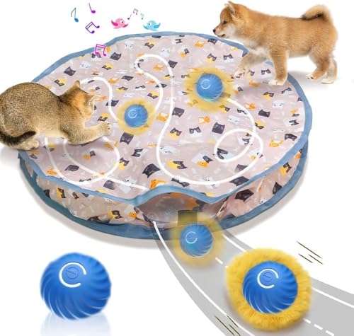 Simsky Interaktive Katzen-Spielmatte mit Ball, Aufladbar, Elektrisches Katzenspielzeug (Blau) von Simsky