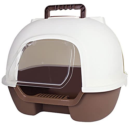 SinSed Fully Enclosed Portable Cat Litter Box: Brown, Back Flip Design, Environmental Protection, Spatter-Free, Deodorizing, and Pet Bowl Sand Included von SinSed