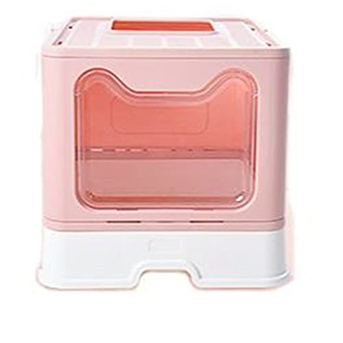 SinSed Große rosa Faltbare Katzentoilette – Design mit Zugang von Oben, spritzwassergeschützt, vollständig geschlossen von SinSed