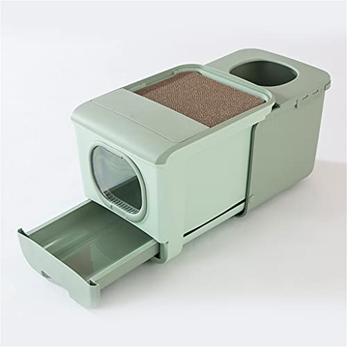 SinSed Spatter-Free Extra Large Bedpan: Enclosed Drawer Toilet for Cats, with Scratch Board and Deodorant - Green von SinSed