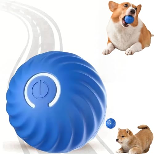 Ball für Katzen und Hunde, vibrierender Hundeball, selbstrollender Ba/ll, interaktives Spielzeug, bewegliches Haustier-Plüschspielzeug, langlebig, automatisches Rollball für Hunde (blau) von SingHao