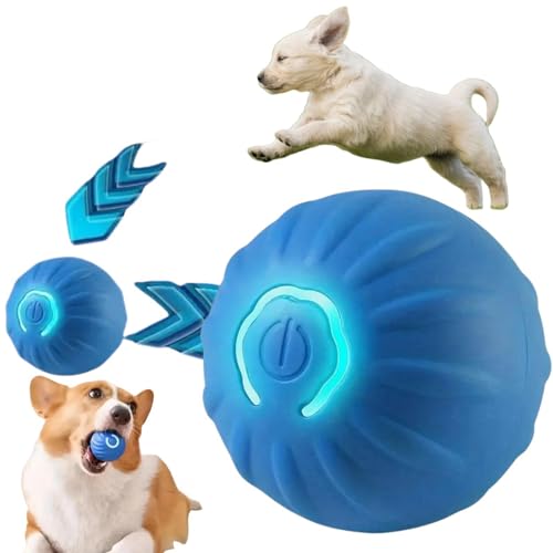 Springball für Hunde, interaktives Hundespielzeug, interaktiver Haustier-zu/y, automatischer Rollball, elektrischer Hundeball, langlebig, hohe Sprungkraft, schwimmender Hundeball, Welpe to/y, Blau von SingHao