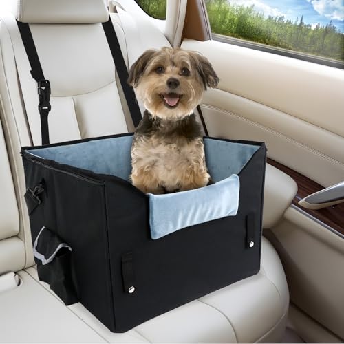 Singwow Hunde-Autositz für kleine Hunde, zusammenklappbarer Hundesitz mit Clip-Leine, Reise-Haustier-Autositz mit Fleece-Futter für kleine Haustiere bis zu 10 kg, für Vorder- und Rücksitze von Singwow