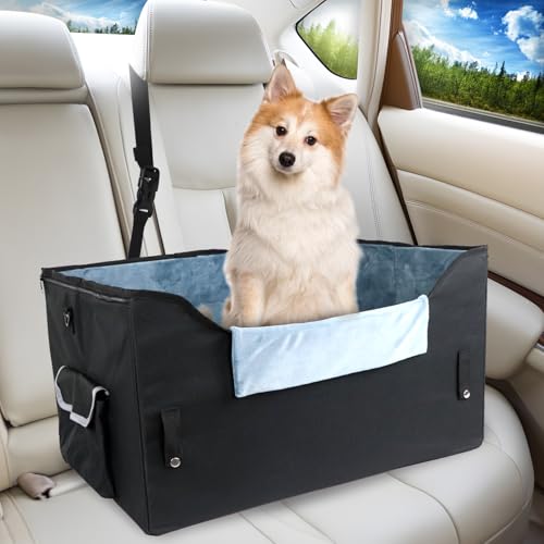 Singwow Hundeautositz für mittelgroße Hunde oder 2 kleine Hunde, erhöhter Hundeautositz mit Clip an Leine, Welpen-Sitzerhöhung für Auto für Haustiere unter 20 kg von Singwow