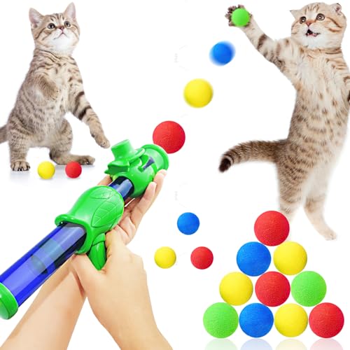 Sinofort Katzenspielzeug Ball Pistole,Katzenspielzeug Bälle Werfer Cat Toy für Katzen und Kätzchen,Spielzeug für Indoor Haustier Katzen Hunde,Cat Toy Gun von Sinofort