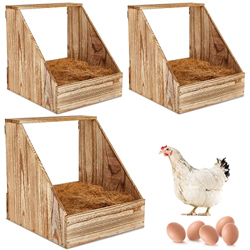 3 Packungen 34 x 36 x 36 cm Holz Einzelfach Nistkästen Hühnerstall Zubehör mit Nistpads Naturhanf Bettwäsche für Geflügel Huhn Vögel Entenstall Zubehör von Sintuff