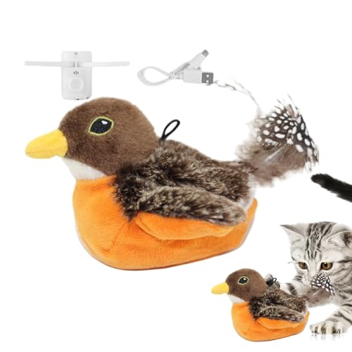 Zwitschernder Vogel Als Katzenspielzeug, Interaktives Katzenspielzeug Vogel, Fliegender Vogel Katzenspielzeug, Flapping Bird Cat Toy, Vogel Spielzeug Für Katzen, Simulierter Zwitschernder Vogel von Sionhiuo