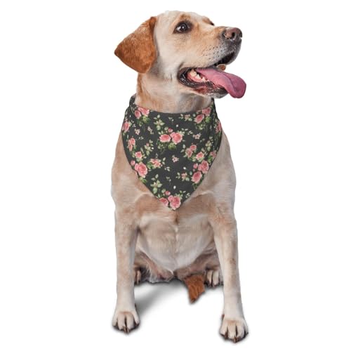 Hundehalstuch, Motiv: Rosen, waschbar, groß, verstellbar, Katzen-Halstuch, Hundezubehör, dreieckig, Geburtstagsgeschenk für Haustiere von Sipeigyd