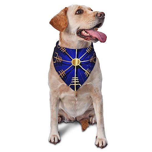 Norse Gold Viking Vegvisir Runenkompass Hundehalstuch, verstellbares Lätzchen, Taschentuch, Zubehör für mittelgroße und große Hunde von Sipeigyd