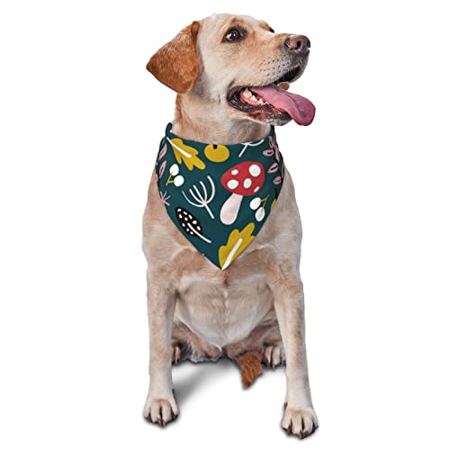 Sipeigyd Hundehalstuch, Dreieckstuch mit Cartoon-Blättern, Pilz, Flanell, dicke Baumwolle, Bandana für kleine, mittelgroße und große Hunde und Katzen von Sipeigyd