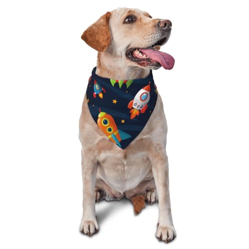 Sipeigyd Hundehalstuch, Motiv: Raumschiffe und Sterne, für kleine, mittelgroße und große Hunde von Sipeigyd