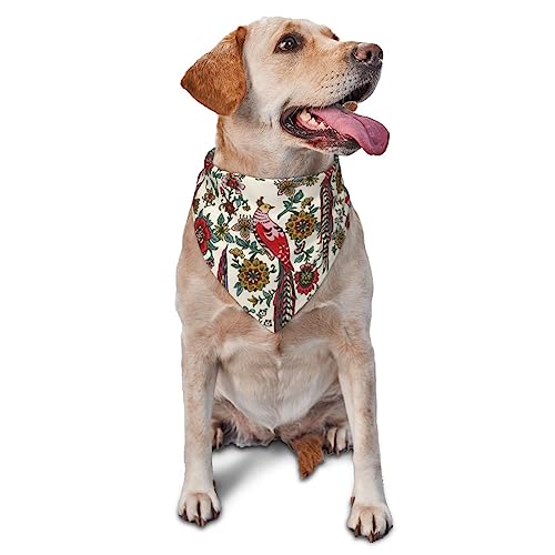 Sipeigyd Hundehalstuch, Motiv: dunkle verzauberte Blumen und Vögel, waschbar, dreieckig, verstellbar, für Mädchen oder Jungen, für mittelgroße und große Hunde und Katzen, 1 Stück von Sipeigyd