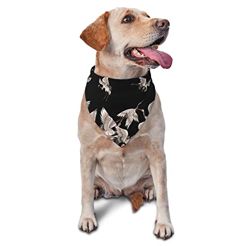 Sipeigyd Hundehalstuch, japanisches weißes Kranichmuster, Dreieckstuch, Flanell, dicke Baumwolle, Bandana für kleine, mittelgroße und große Hunde und Katzen von Sipeigyd