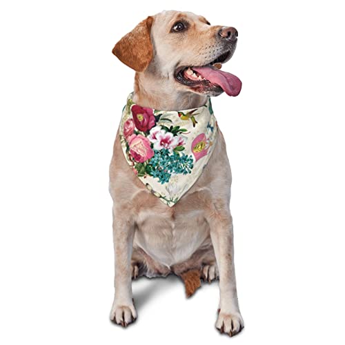 Sipeigyd Hundehalstuch mit Vogel-Schmetterling-Rose, waschbar, dreieckig, verstellbar, für Welpen, Bandana, Taschentuch für Mädchen oder Jungen, Größe M, L, Hund, Katze, 1 Stück von Sipeigyd