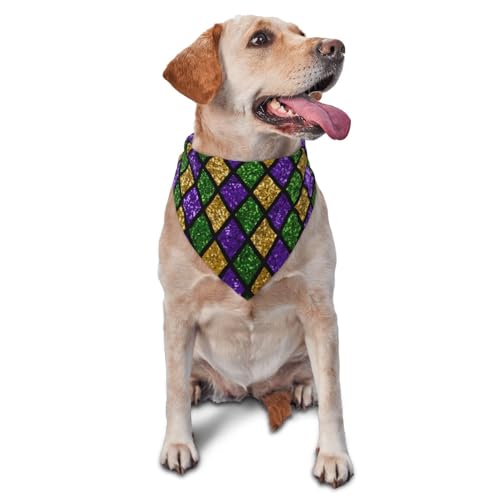 Sipeigyd Mardi Gras Hundehalstuch, Halstuch, Schal für kleine, mittelgroße und große Hunde, glänzend, Grün / Violett von Sipeigyd