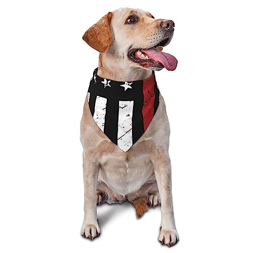 Sommer-Hundehalstuch, bequem, dreieckig, für mittelgroße und große Hunde, waschbar, Haustier-Halstuch, dünne rote Linie, amerikanische Baseball-Flagge, Schwarz von Sipeigyd
