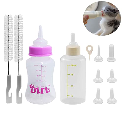 Sipiris 1 Set Aufzuchtflasche für Kleintiere Haustierflasche 150ML and 1PCS Welpenflasche 60ml Puppy Stillflaschen-Kit für Kitten Puppy Small Pet Feeding Tool von Sipiris