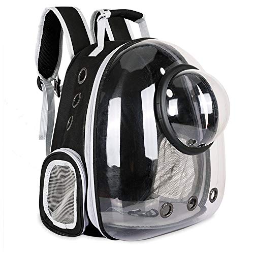 Sipobuy Pet Raum Kapsel Rucksack, Kleine Medium Katze Welpen Hund Träger, Transparent Atmungsaktive Wärme Proof, Pet Träger Für Reise Wandern Zu Fuß Camping (Black) von Sipobuy