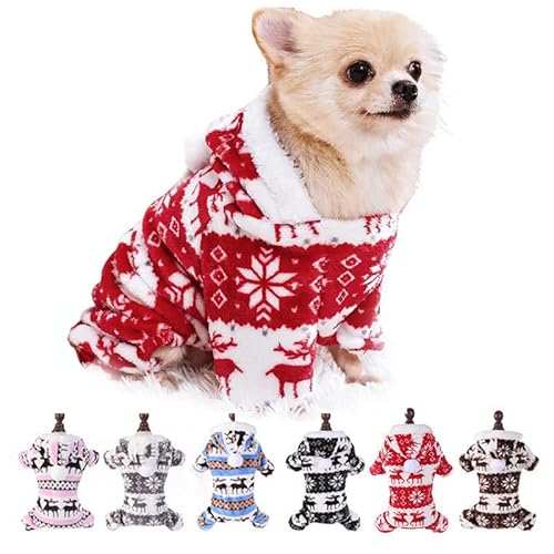 Sisa Chaska Weihnachtspullover für Hunde, Welpen, Winter, warm, weich, Flanell-Einteiler für kleine Hunde, Haustier-Urlaubspartys, Fleecepullover, Katzen, Hunde, Jungen, Mädchen von Sisa Chaska