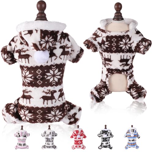 Sisa Chaska Weihnachtspullover für Hunde, Welpen, Winter, warm, weich, Flanell-Einteiler für kleine Hunde, Haustier-Urlaubspartys, Fleecepullover, Katzen, Hunde, Jungen, Mädchen von Sisa Chaska