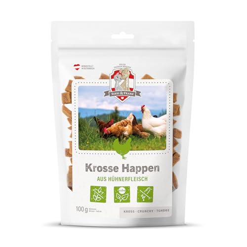 SISSI & FRANZ Krosse Happen aus Huhn, 100g, rein natürliche Leckerli aus 100% Hühnerfleisch, getreidefrei, Perfekter Hunde-Snack bei Einer Trainingseinheit von Sissi & Franz