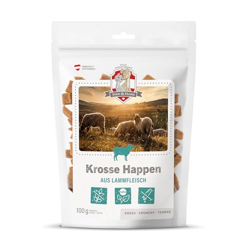 SISSI & FRANZ Krosse Happen aus Lamm, 100g, rein natürliche Leckerli aus 100% Lammfleisch, getreidefrei, Perfekter Hunde-Snack bei Einer Trainingseinheit von Sissi & Franz