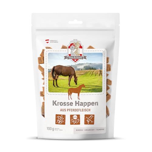 SISSI & FRANZ Krosse Happen aus Pferd, 100g, rein natürliche Leckerli aus 100% Pferdefleisch, getreidefrei, Perfekter Hunde-Snack bei Einer Trainingseinheit von Sissi & Franz