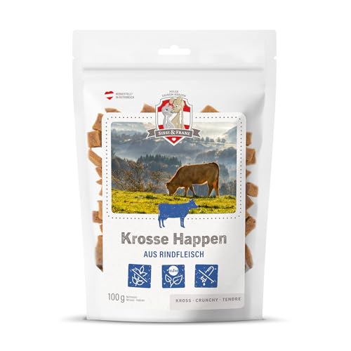 SISSI & FRANZ Krosse Happen aus Rind, 100g, rein natürliche Leckerli aus 100% Rindfleisch, getreidefrei, Perfekter Hunde-Snack bei Einer Trainingseinheit von Sissi & Franz