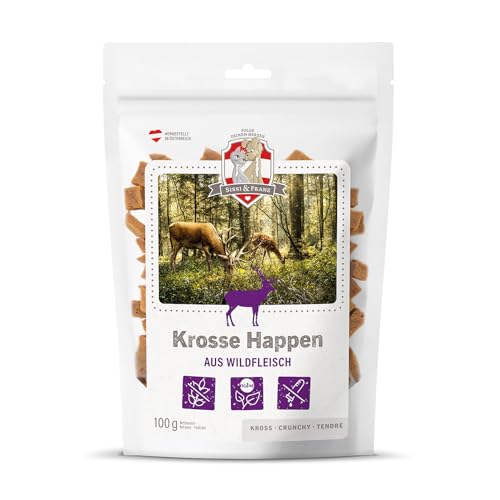 SISSI & FRANZ Krosse Happen aus Wild, 100g, rein natürliche und fettarme Leckerli aus 100% Wildfleisch, getreidefrei, Perfekter Hunde-Snack bei Einer Trainingseinheit von Sissi & Franz