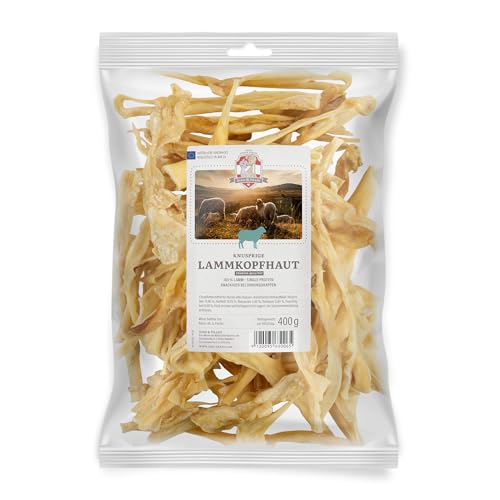 SISSI & FRANZ Lammkopfhaut, 400 g, naturbelassener und gut bekömmlicher Kausnack für alle Hunde, für extra langes Kauvergnügen von Sissi & Franz