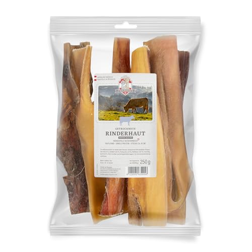 SISSI & FRANZ Rinderhaut, 250 g, besonders schmackhafter Leckerbissen für alle Hunde, schonend luftgetrocknet von Sissi & Franz