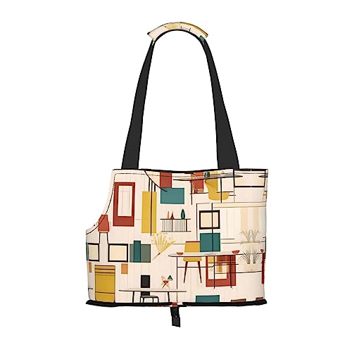 Pet Tote Mid Century Moderne Tasche, Hundetragetasche für kleine Hunde, Katze, Dobermann, Chihuahua, Yorkshire, Zwergspitz, Pudel, Schnauzer, Teddy von Siulas