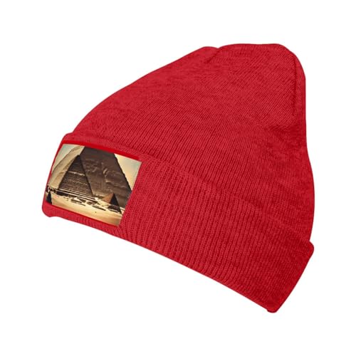 Siulas Dreaming of The Pyramids of Khufu Weiche und warme Strickmütze für Damen und Herren - Schwarze Beanie für Outdoor-Aktivitäten und stilvolles Accessoire, Rot/Ausflug, einfarbig (Getaway Solids), von Siulas